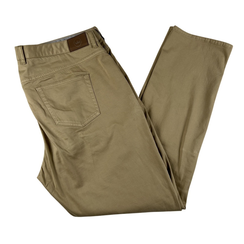 Peter Millar Pants Mens 42x33 Beige Stretch Chino 5-Pocket Tapered Golf Casual